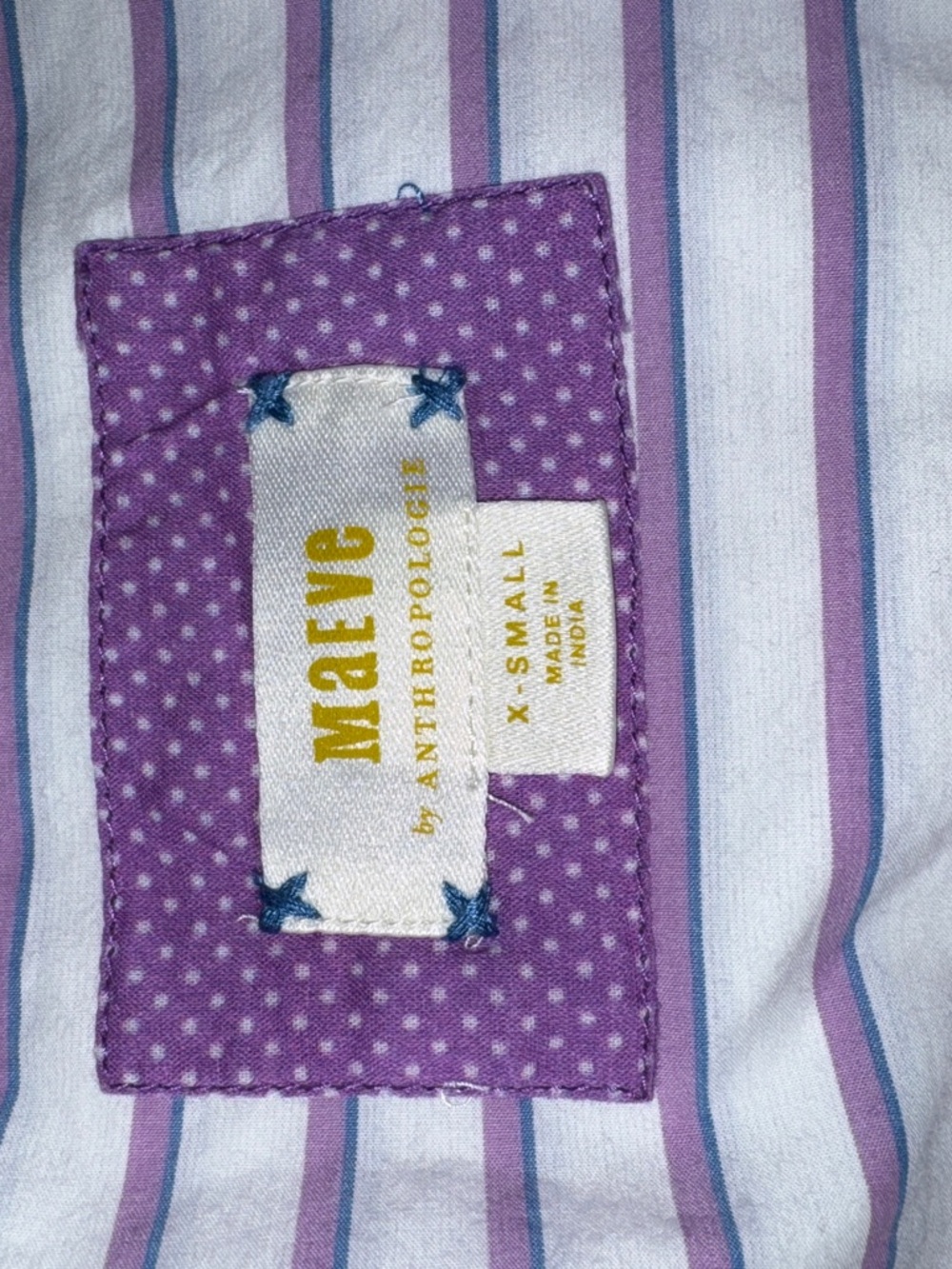 ANTHROPOLOGIE MAEVE Butterfly Embroidered Button Down Stripe Shirt, relaxed XS - Picture 9 of 13